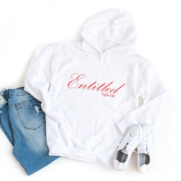 MEN'S "ENTITLED" WHITE HOODIES - Picture 3 of 4